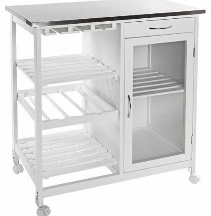 Kitchen Island Trolley with Table Top in Stainless Steel