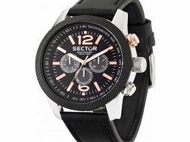 Sector Mens Overland Multi Dial Black Leather
