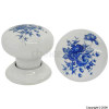 Securit 60mm White and Blue Flower Door Knobs 1