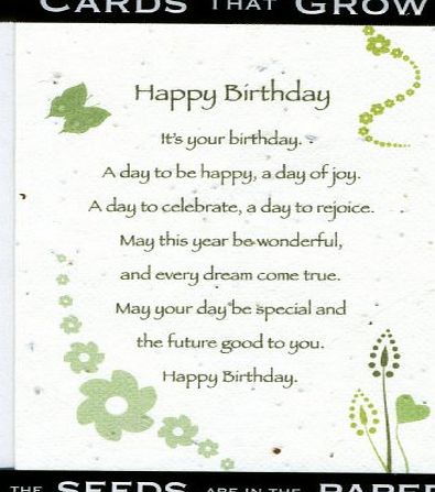 Seeded Birthday Card Plant-It Seeded Hand Crafted Birthday Card Cards Grow into Flowers with Wild Flower Seeds