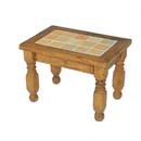 mexican pine side table with tiles