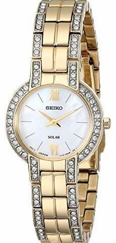 Seiko Ladies Solar Crystal PVD Gold Bracelet Watch - SUP200P9