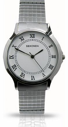 Sekonda Classic Expander Gents White Dial Stainless Steel Expandable Bracelet Watch 3022B