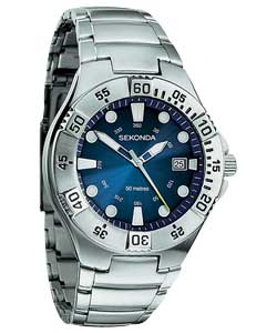 Gents Sports Blue Dial Stainless Steel Bracelet Watc