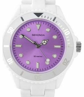 Icy Purple Dial White Polycarbonate Bracelet Ladies Watch 4613