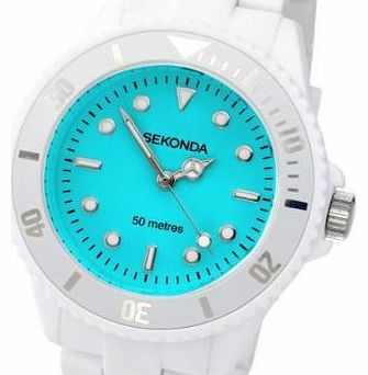 Icy Turquoise Dial White Polycarbonate Bracelet Ladies Watch 4612