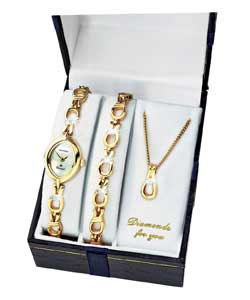 Ladies Classique Gold Plated 3 Piece Watch Set