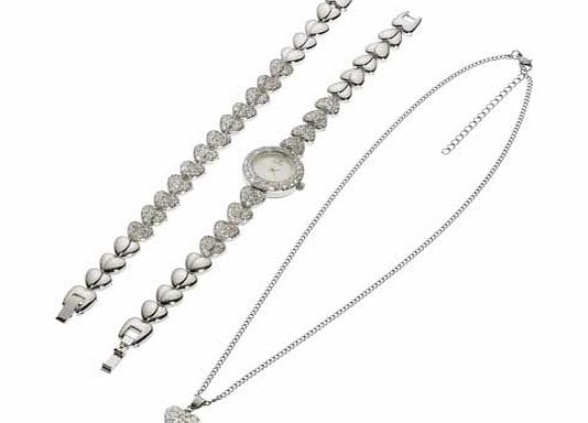Sekonda Ladies Crystal Heart Watch Set