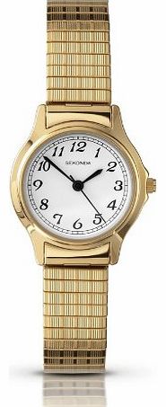 Ladies White Dial Gold Plated Expanding Bracelet Watch 4134B