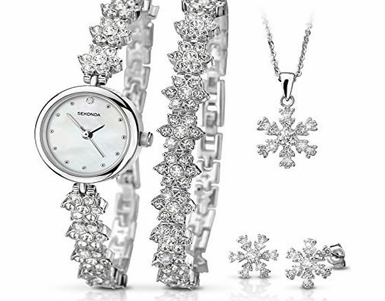 Snowflake Christmas Gift Set Watch, Bracelet , Earrings and Necklace 2087G