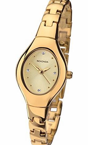 Sekonda Womens Quartz Watch with Beige Dial Analogue Display and Gold Bracelet 2129.71