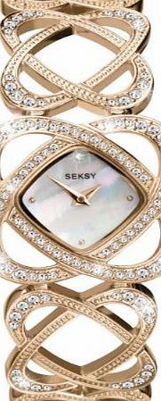 Ladies Seksy by Sekonda Crystal Hearts Rose Gold Plated Stone Set Watch 4229