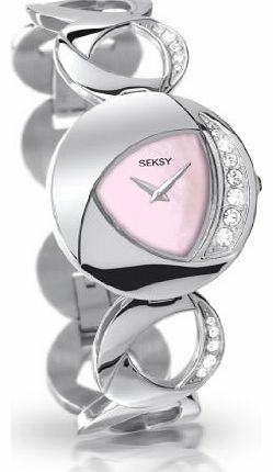 Seksy Wrist Wear by Sekonda Womens Quartz Watch with Pink Mother of Pearl Dial Analogue Display and Silver Stainless Steel Bracelet 4446