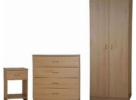 Selby Chest of Drawers Wardrobe Bedside Table Beech Bedroom Furniture Set