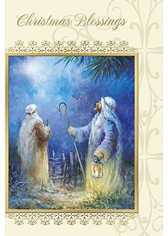 Selective Pack of 12 Religious Blessings Charity Christmas Cards with Gold Foil - Nativity
