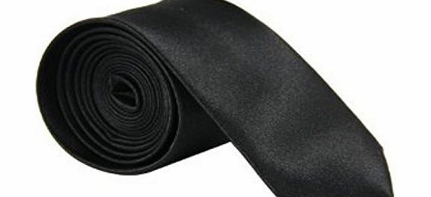 Sendmart Slim Satin Narrow Skinny Tie Ties - Various Colours (Black)