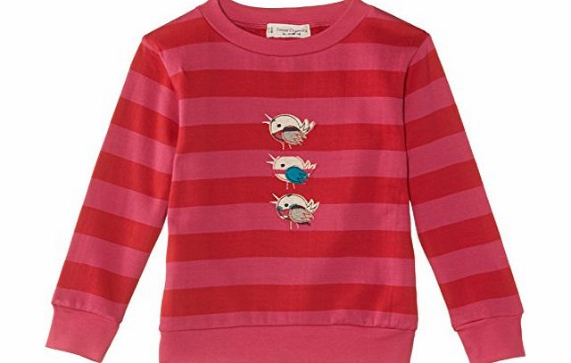 Sense Organics Girls Snorre Striped Sweatshirt, Pink (Barberry/Bright Pink Sweat), 4 Years (Manufacturer Size:4-5 Years)