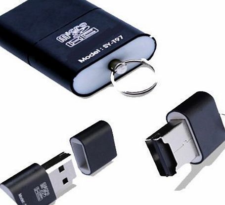 SERENA King of Flash Micro SD / Micro SDHC Mini Portable Aluminium USB Memory Card Reader with Keyring hook - Black