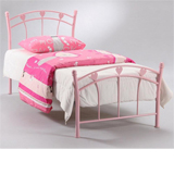 90cm Jemima Single Metal Bedframe in Pink finish