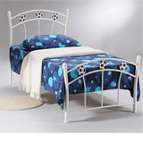 90cm Soccer Single Metal Bedframe in Glossy White finish