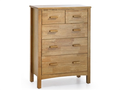 Serene Furnishings Eleanor 5 Drawer Chest (Honey Oak) Small Single
