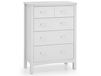 Serene Furnishings Eleanor 5 Drawer Chest (Opal White) Small Single