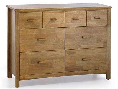 Serene Furnishings Eleanor 8 Drawer Chest (Honey Oak) Small Single