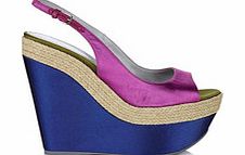 Sergio Rossi Blue slingback wedges
