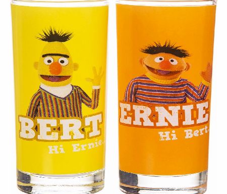 Sesame Street Bert and Ernie Set Of Two Glasses