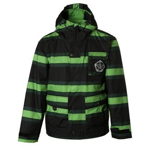 Sessions Mens Sessions Foxtrot Stripe Tech Snow Jacket Krypto Green