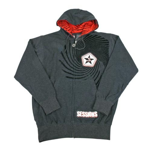 Mens Sessions Star Front F/zip Hoody Grey