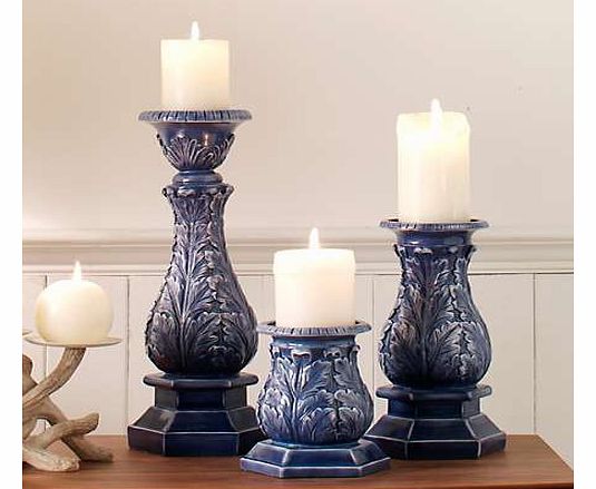 of 3 Blue Candle Holders