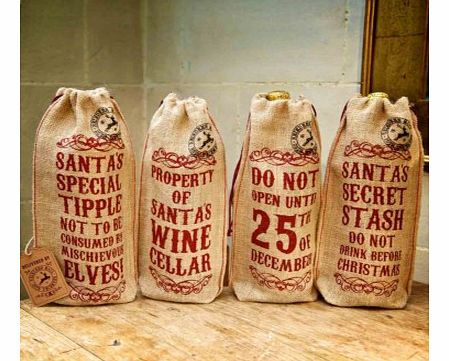 of 4 Jute Christmas Bottle Bags 5060X