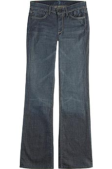 Blue-stitch boot cut stretch jeans