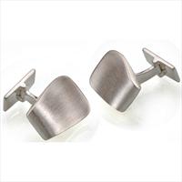Seven London Brushed Silver Curved Panel Cufflinks