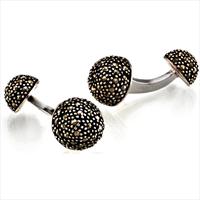 Seven London Silver Crystal Domed Cufflinks by