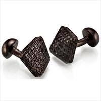 Seven London Silver Cushion Black Crystal Cufflinks