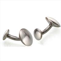 Seven London Silver Plain Circle Fixed Bar Cufflinks by