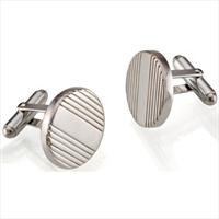 Seven London Silver Round Striped Cufflinks by