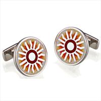 Seven London Silver Round Sunburst Enamel Cufflinks