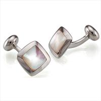 Seven London Silver Square Domed MOP Cufflinks