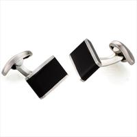 Seven London Silver Top and Bottom Rectangular Onyx Cufflinks