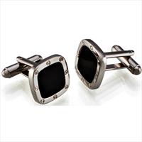 Seven London Square Screw Design Onyx Cufflinks