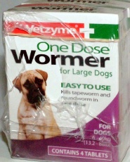 Seven Seas Ltd Vetzyme One Dose Wormer For Large Dogs 6kg - 40kg 4 Tab (500mg)