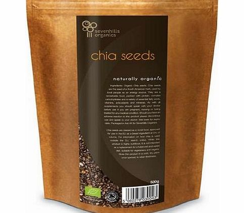 Sevenhills Organics Raw Chia Seeds 500g, certified organic by the Soil Association