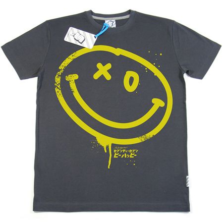 SeventySeven Smiley Face Vintage Black T-Shirt