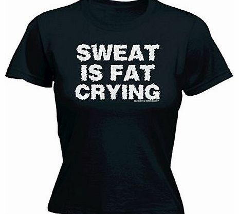 Sex Weights Protein Shakes LADIES SWEAT IS FAT CRYING (XXL - BLACK) NEW PREMIUM FITTED T-SHIRT - slogan funny clothing t shirt 