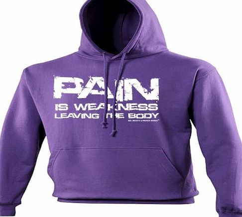 PAIN WEAKNESS (XL - PURPLE) NEW PREMIUM HOODIE - slogan funny clothing joke novelty vintage retro top mens ladies girl boy sweatshirt men women hoody hoodies fashion urban cool geek shirt weight gym t