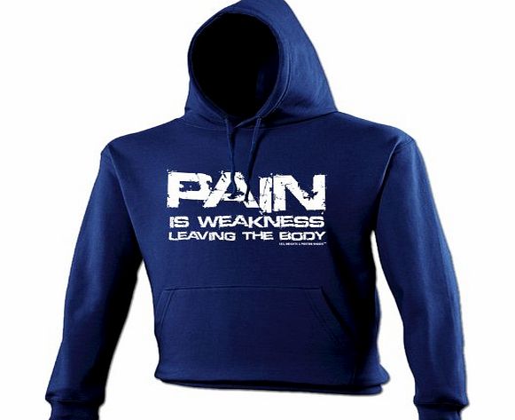 PAIN WEAKNESS (XXL - NAVY) NEW PREMIUM HOODIE - slogan funny clothing joke novelty vintage retro top mens ladies girl boy sweatshirt men women hoody hoodies fashion urban cool geek shirt weight gym tr