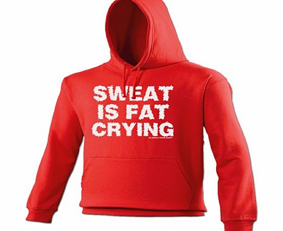 SWEAT IS FAT CRYING (XL - RED) NEW PREMIUM HOODIE - slogan funny clothing joke novelty vintage retro top mens ladies girl boy sweatshirt men women hoody hoodies fashion urban cool geek shirt geek gym 